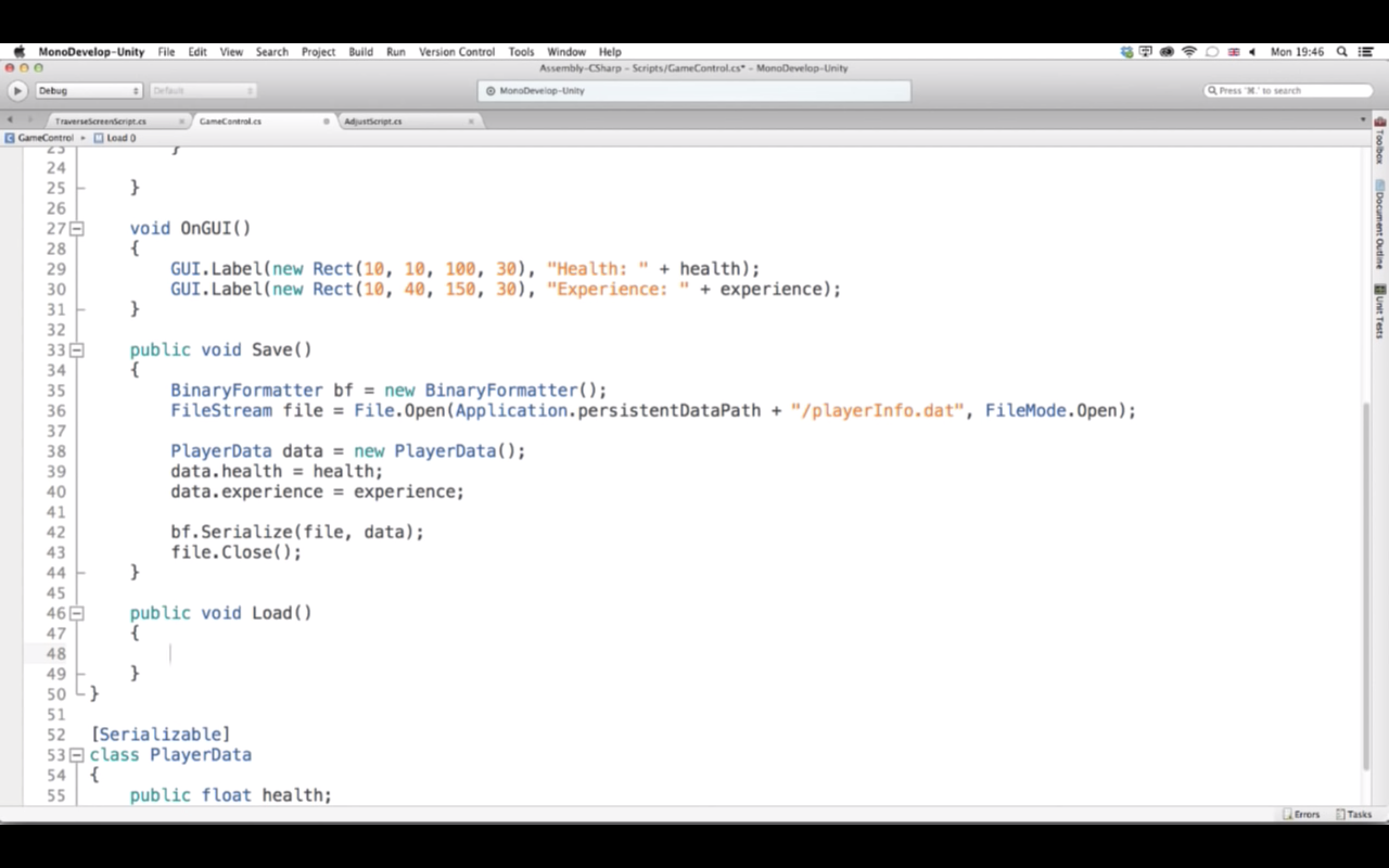 Persistence: Saving and Loading Data