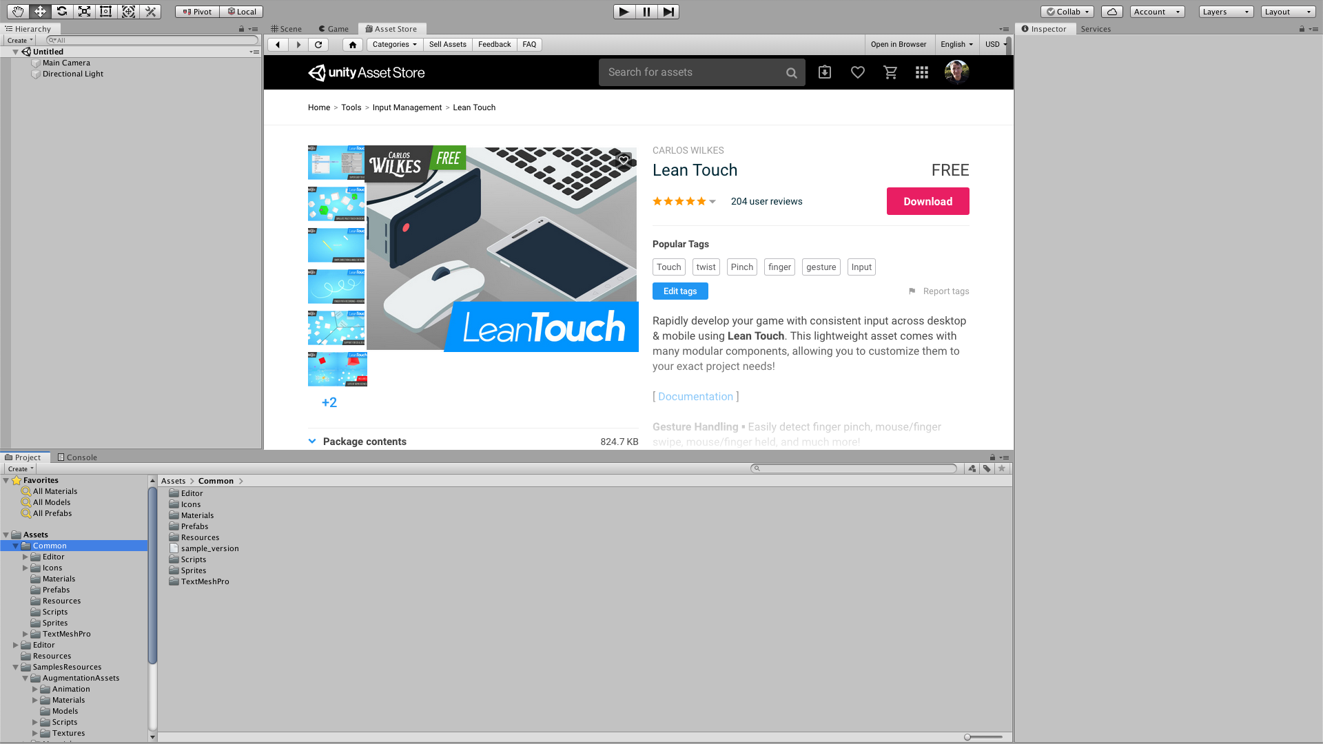 Manipulating Objects in AR with Lean Touch