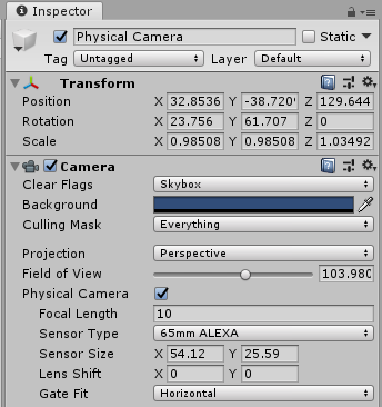 Figure 04: Camera settings for depth of field shot