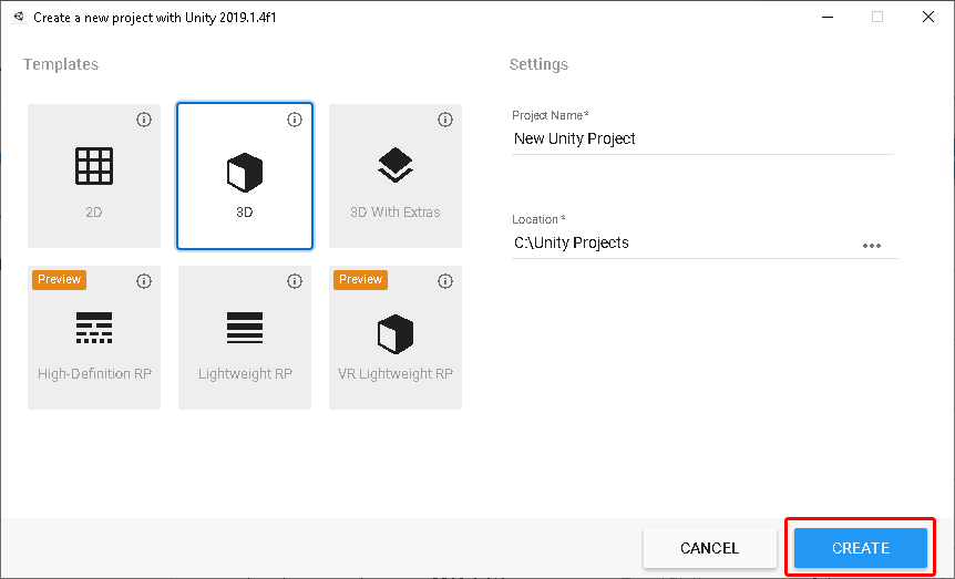 図 09:完成した Hub のプロジェクト設定ウィンドウ「CREATE」ボタンをクリックするとエディターが起動します。