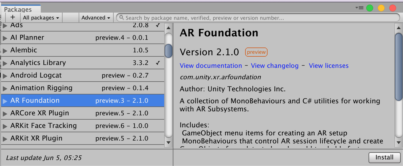 Setting Up AR Foundation