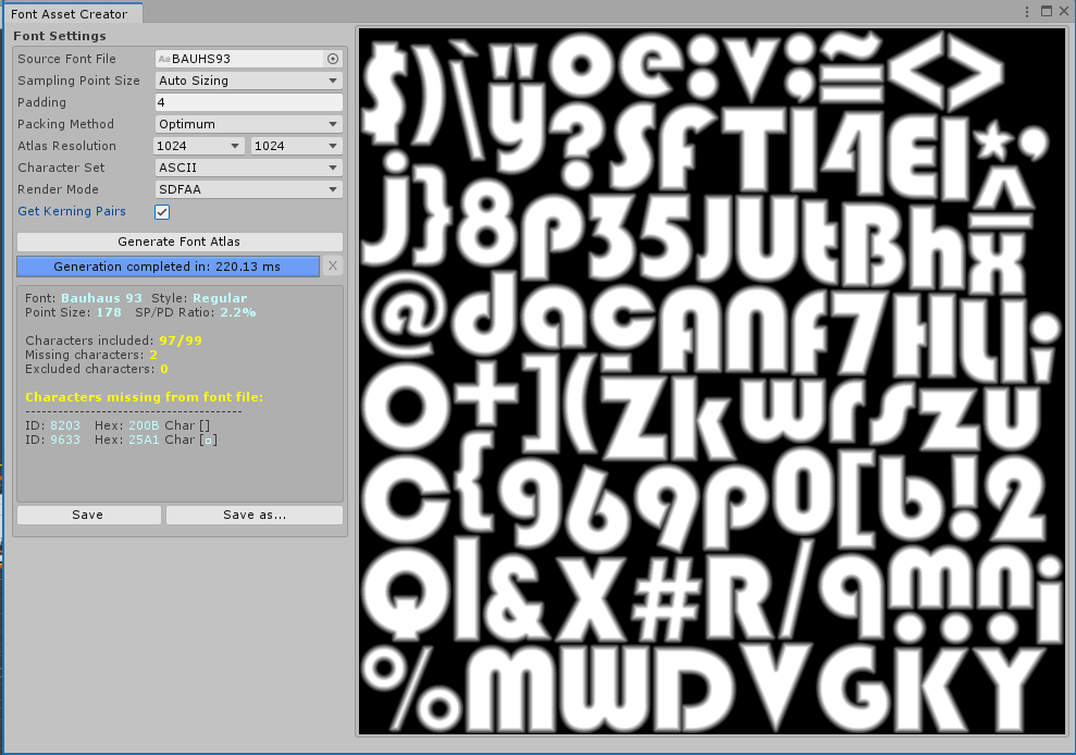 TextMesh Pro: Font Asset Creation