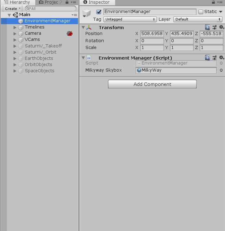 Adding the MilkyWay skybox material to the EventManager