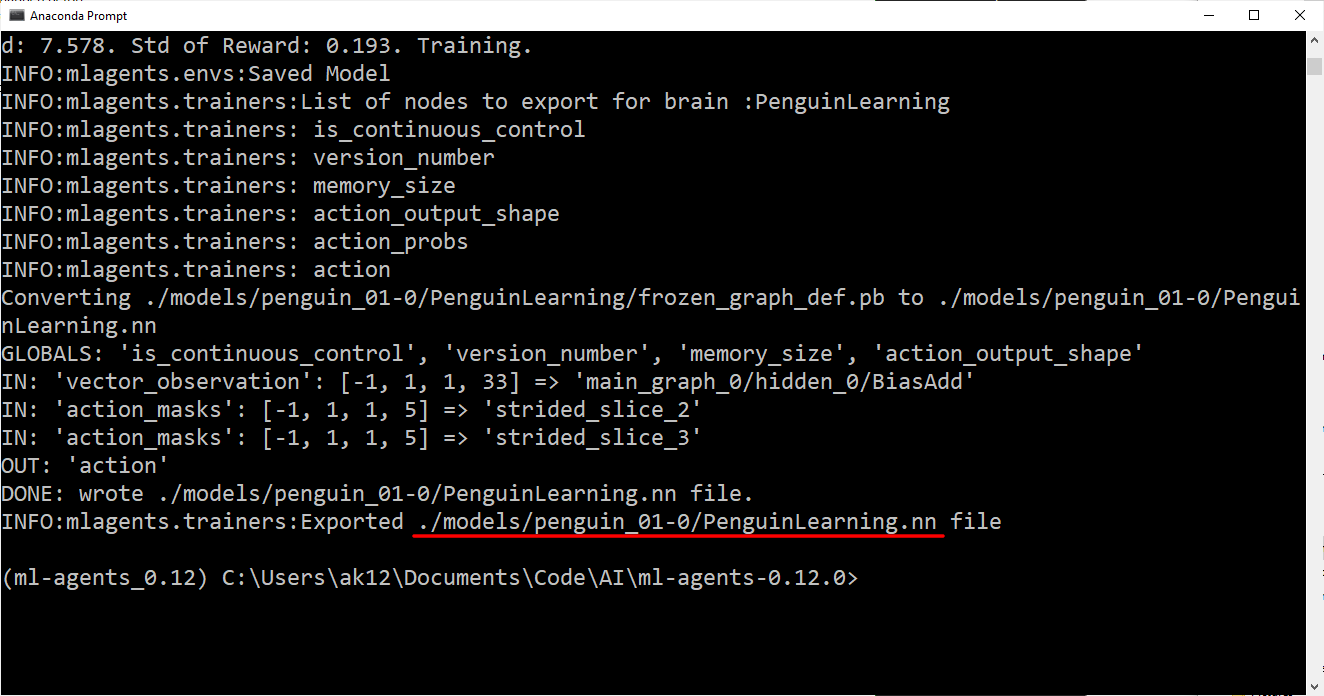 Figure 05: Anaconda prompt window: exported .nn file path