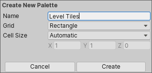 Figure 15: Create a new Tile Palette