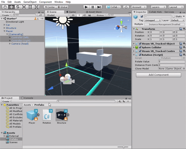 Setting up the Rotation component on the controllers