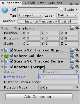 The finished Rotation component