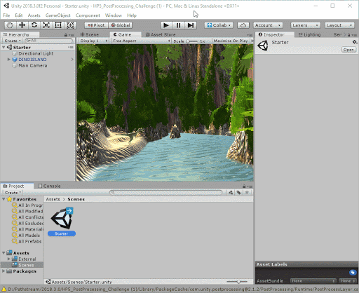 Configure the PP Layer script to the Camera and turn on Anti-Aliasing to smooth out GameObjects’ edges
