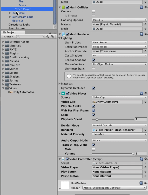 Assigning the Video Player variable