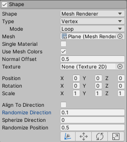 Figure 01: Settings for the Shape module of the Particle System for creating an ordered mesh particle emission