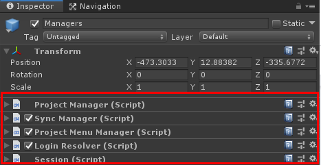 Figure 06: Scripts assigned to the Managers object