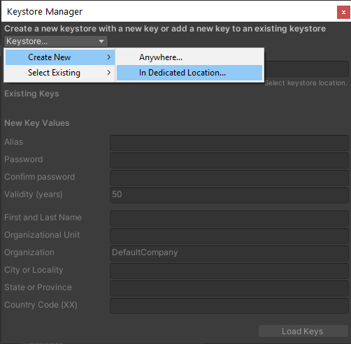 Figure 14: Create a new key