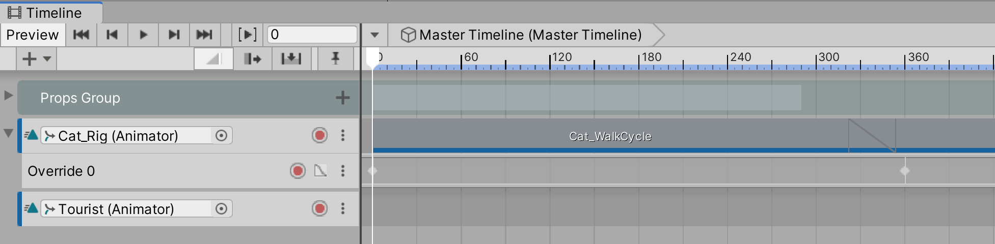 Figure 04: Adding the tourist character to the Timeline