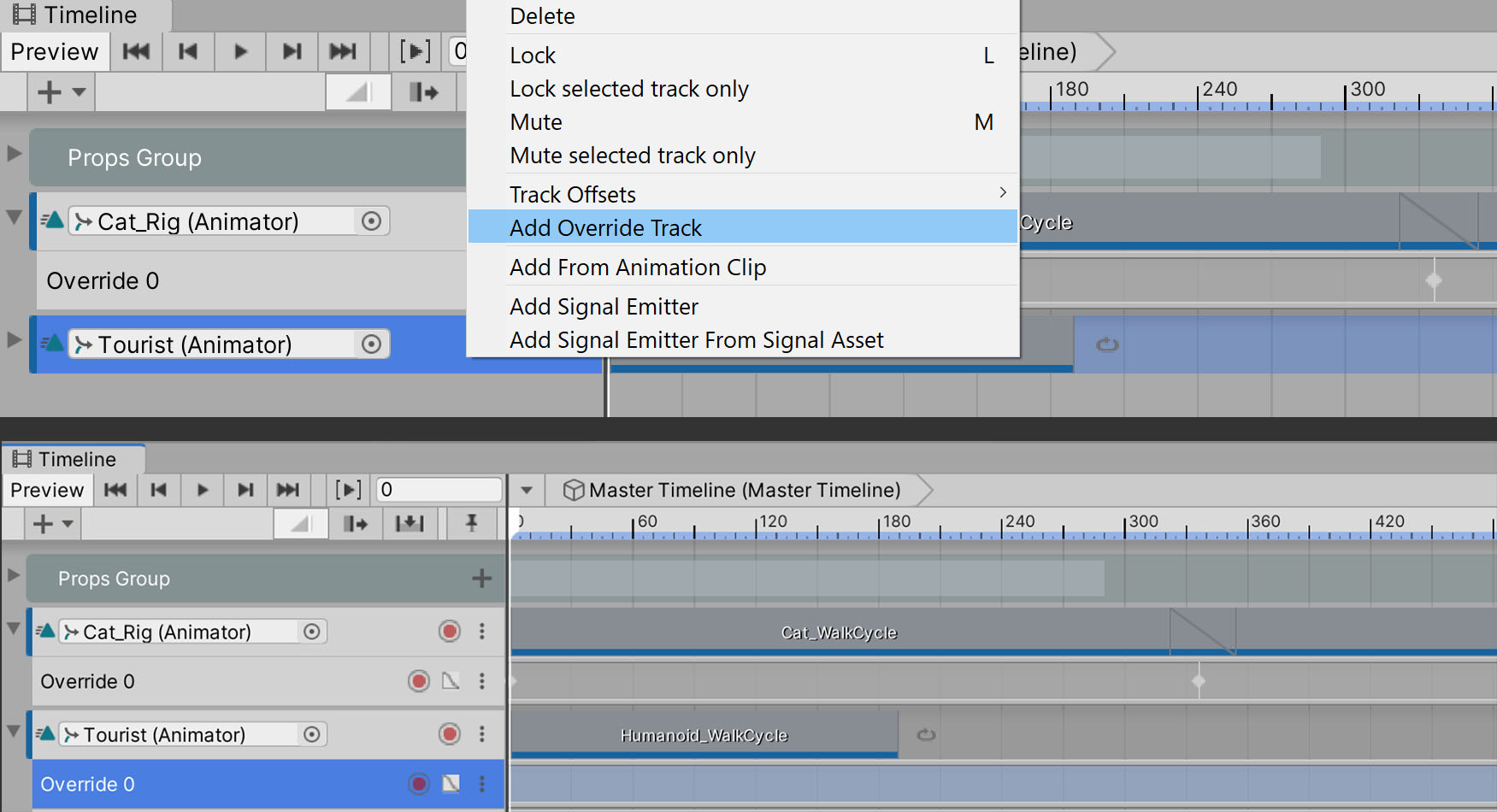 Figure 07: Creating the Override Track