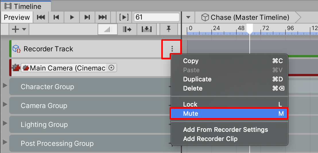 Figure 11: Muting the Recorder Track