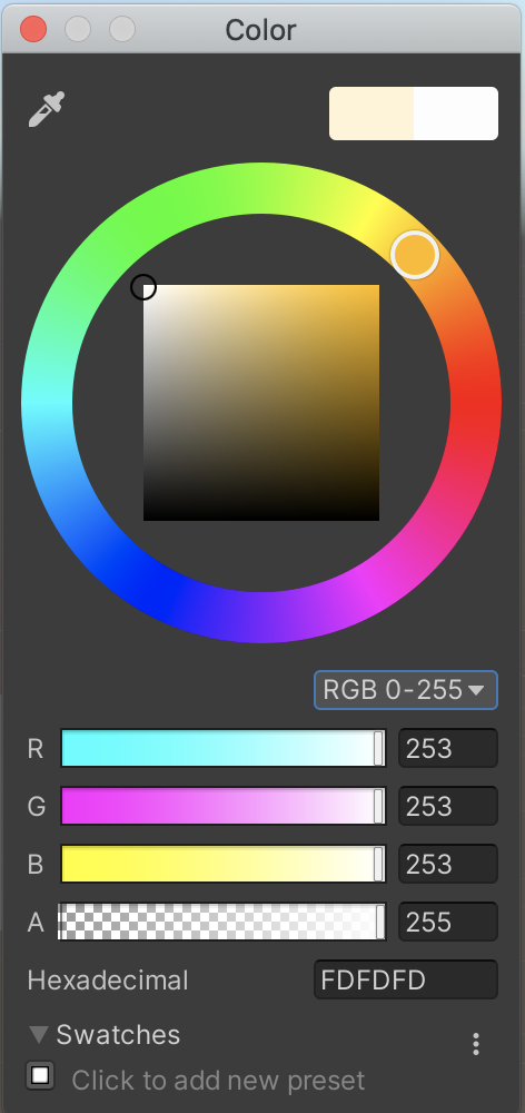 Figure 03: The Color Picker set to white