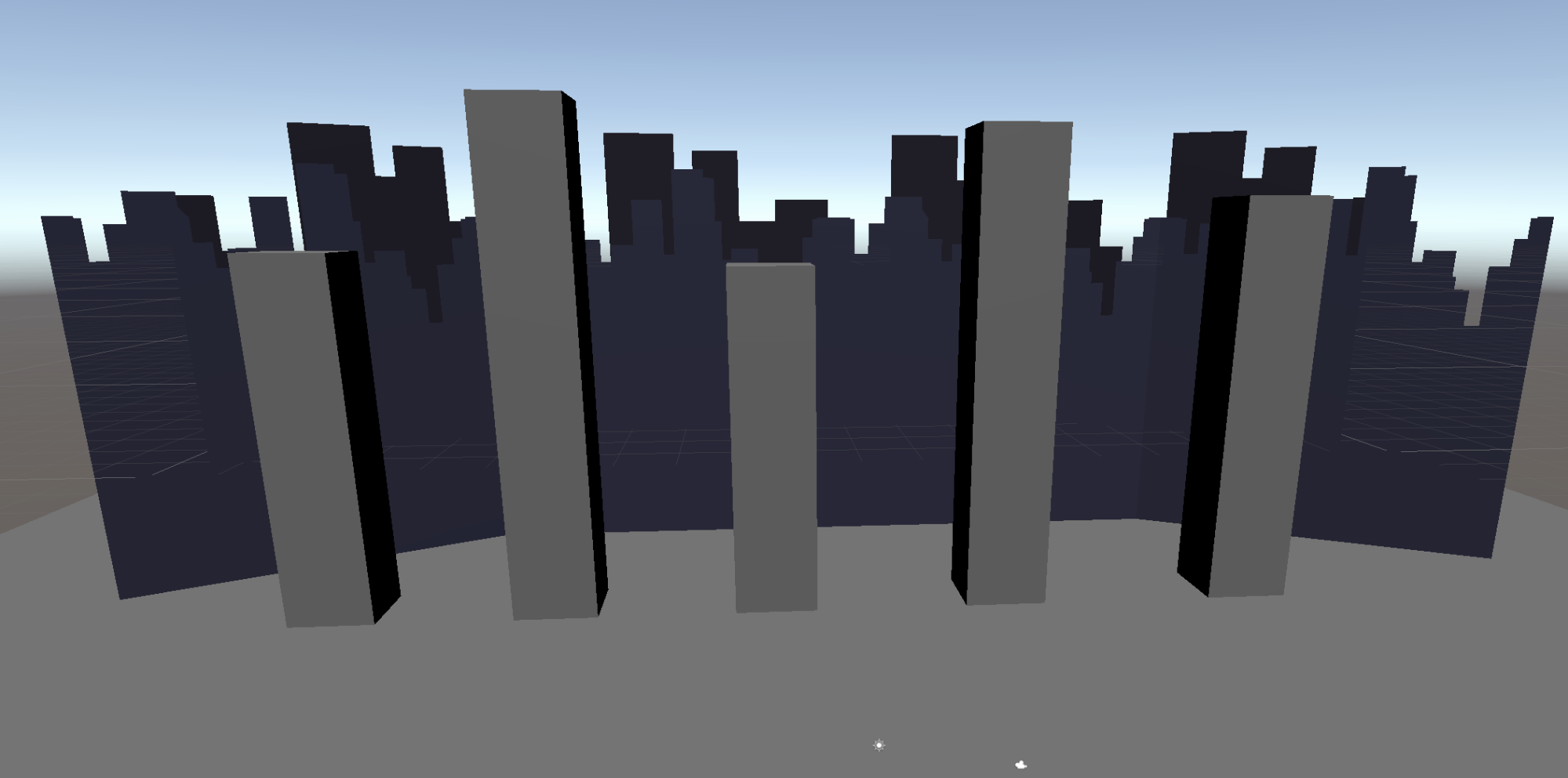 Figure 07: Visual of what we have so far with the city's background and midground elements