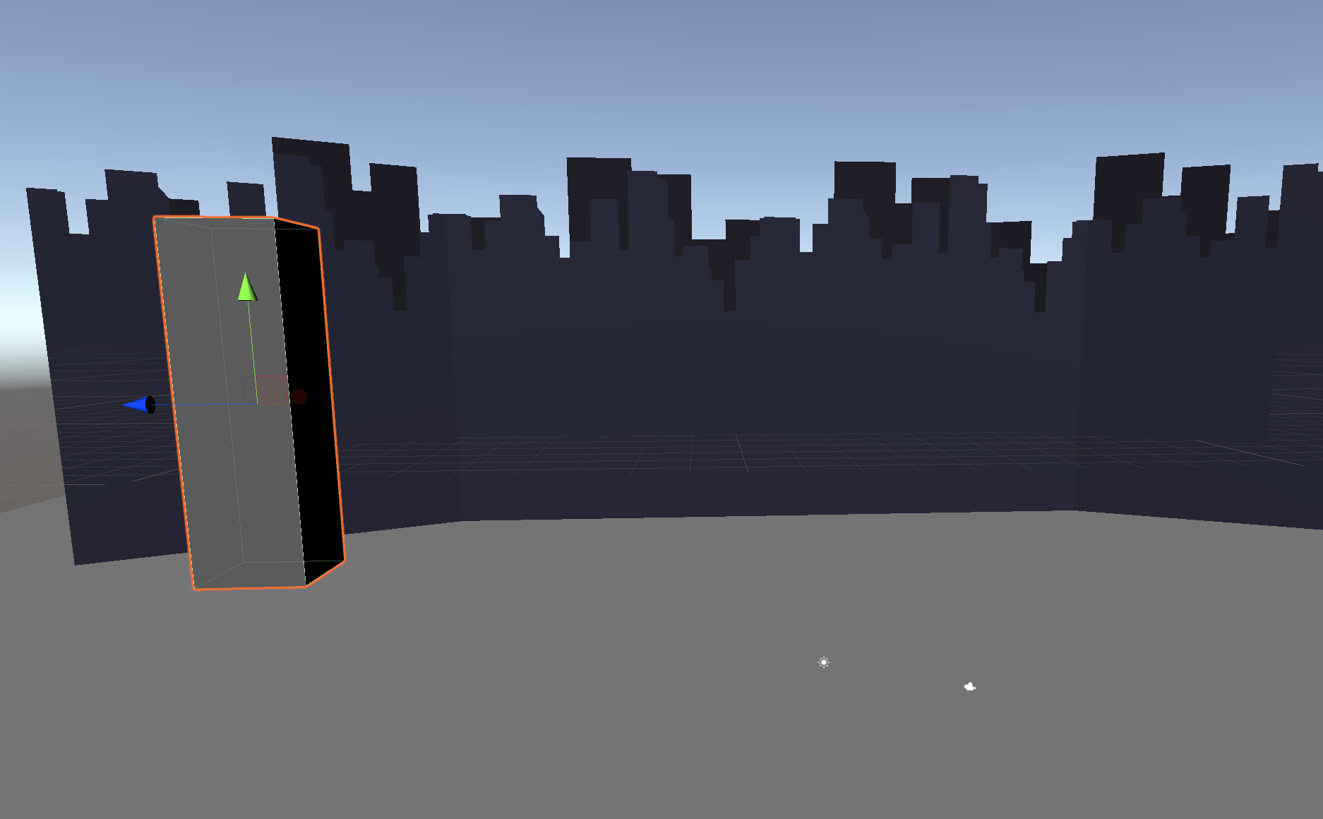 Figure 06: Positioning and scaling the Cube to match the height of one of the buildings in the background