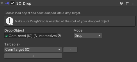 Drop condition detecting the seed is on the target