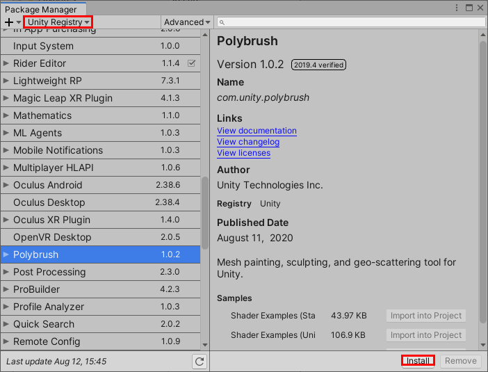 Figure 01: Package Manager window