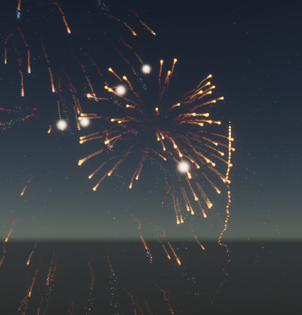 Figure 05: One of the fireworks explosions after increasing the event trigger count to 64
