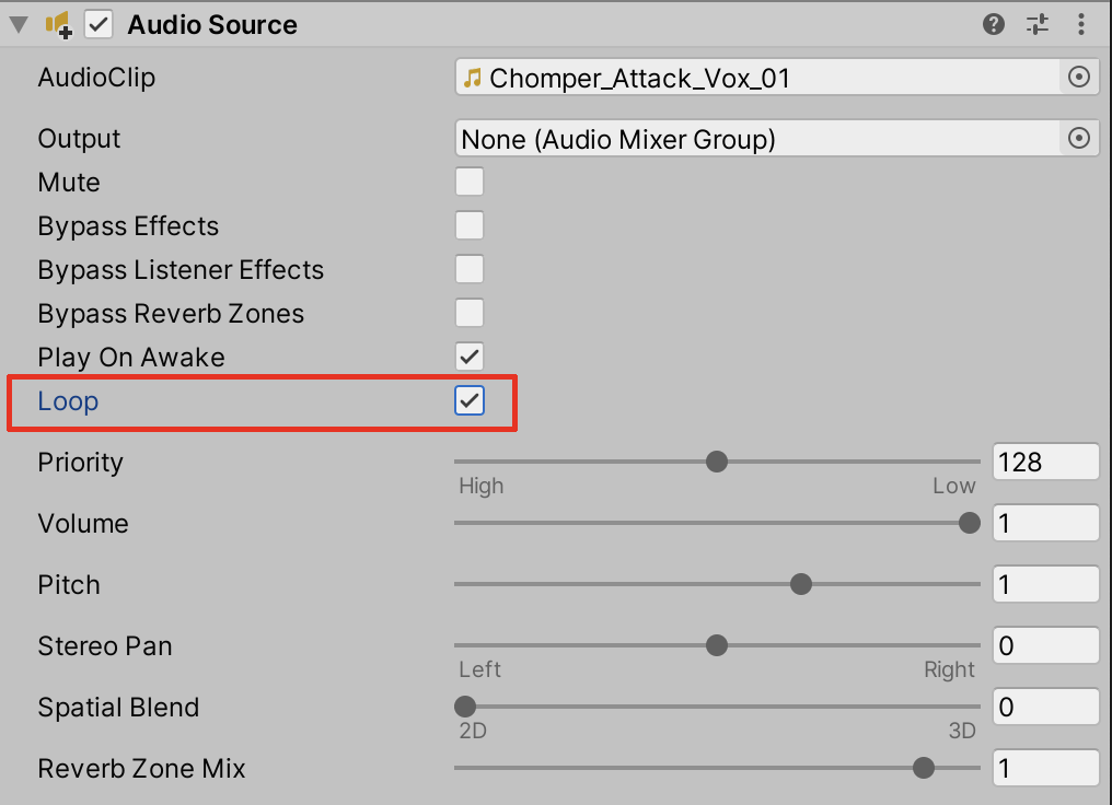 Looping the audio during playback to repeat.