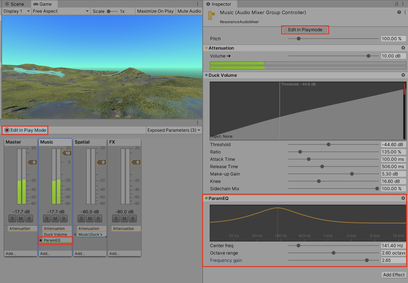Making fine-tuned adjustments to the ParamEQ effect in real time.