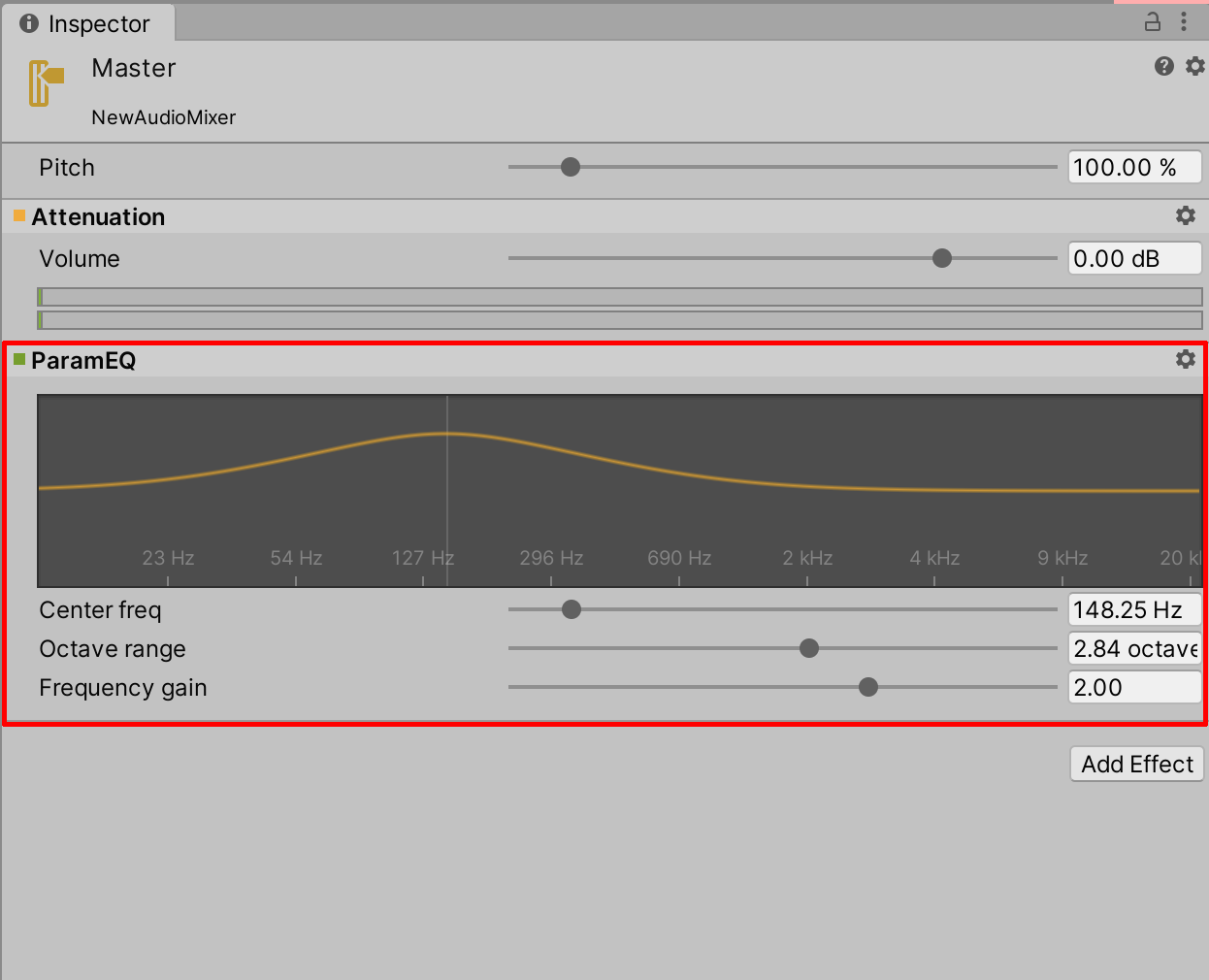 Adjusting the ParamEQ curve to enhance bass