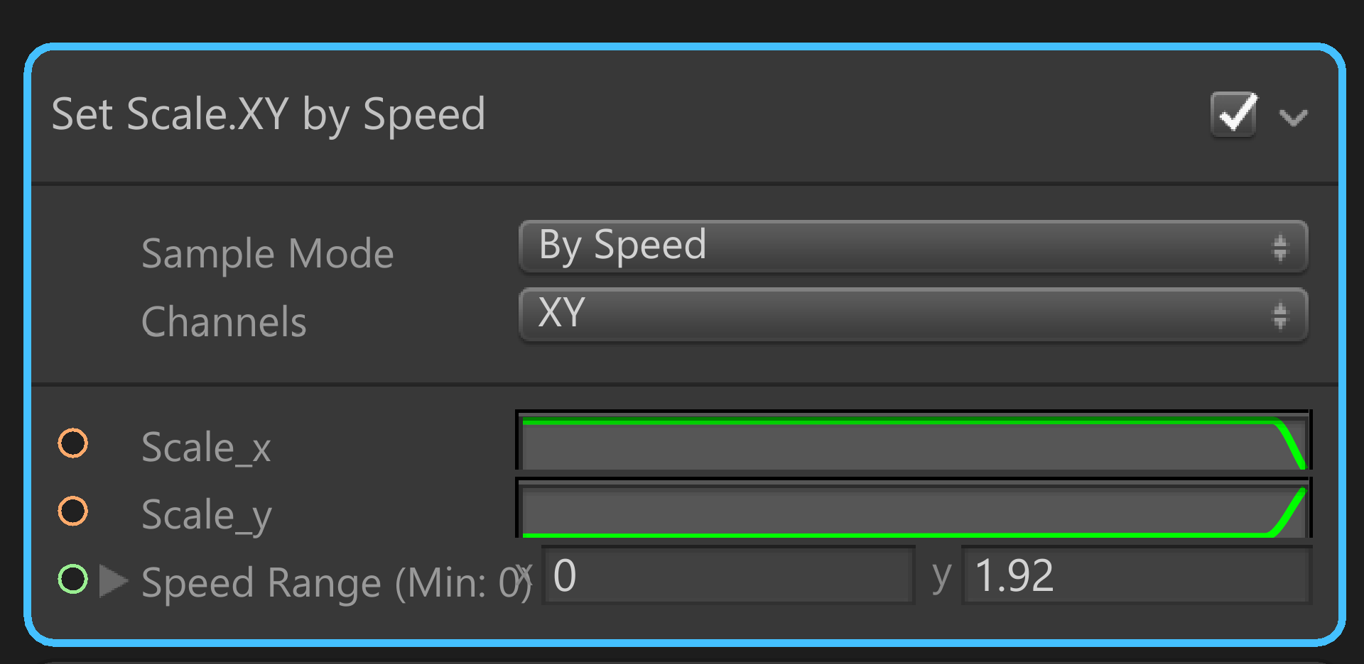 Figure 12: Lastly, appending the Update Context with a Set Scale by Speed Block.