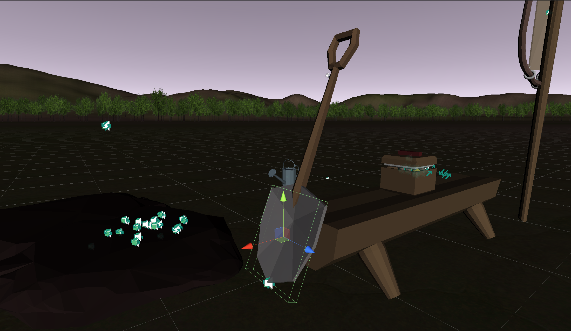 Proximity collider of the shovel
