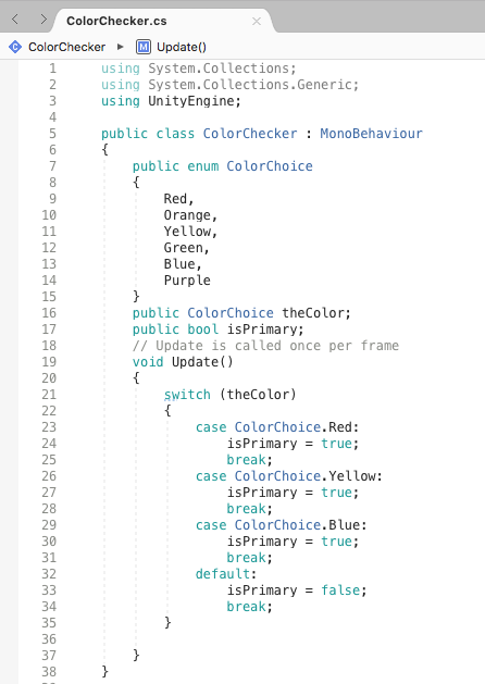 Figure 02: The completed ColorChecker script