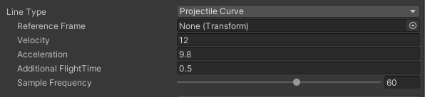 Figure 05: Projectile Curve Line Type for the Ray Interactor