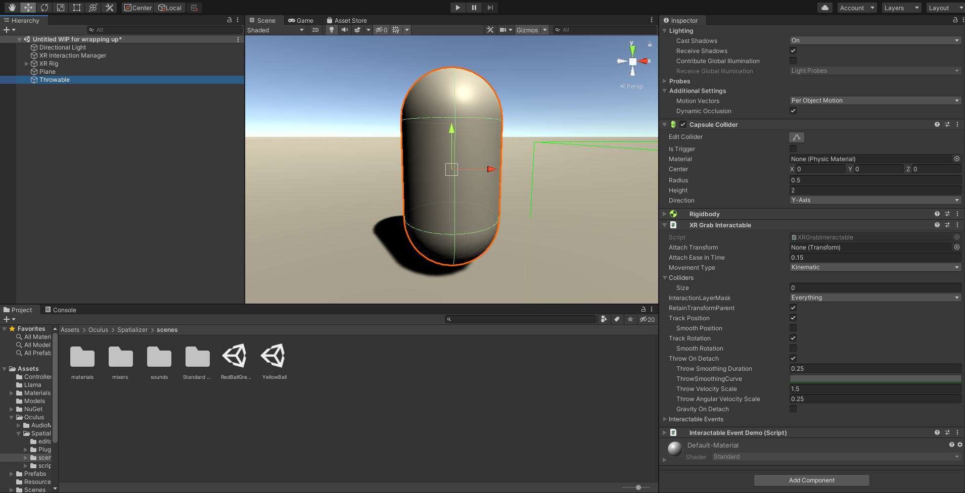 Using Interactors and Interactables with the XR Interaction Toolkit