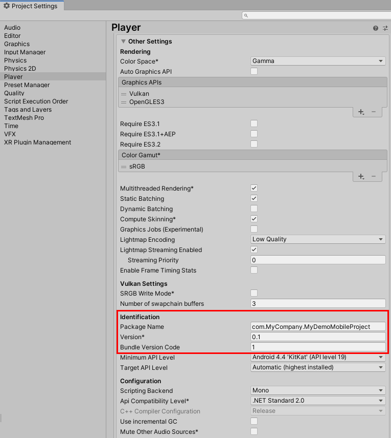 Figure 08: Assigning a Package Name in the Other Settings dialog box.