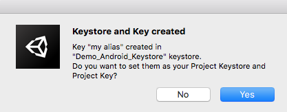 Figure 12: Confirmation dialogue window, assigning new key to the Keystore Manager.