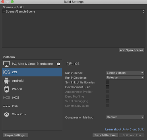 Figure 5: Switch build targets to iOS