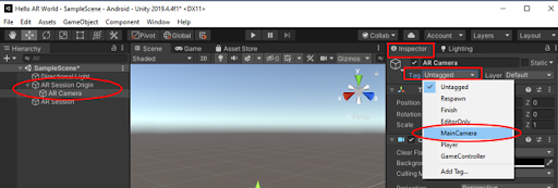 Figure 18: Change the Tag for the AR Camera