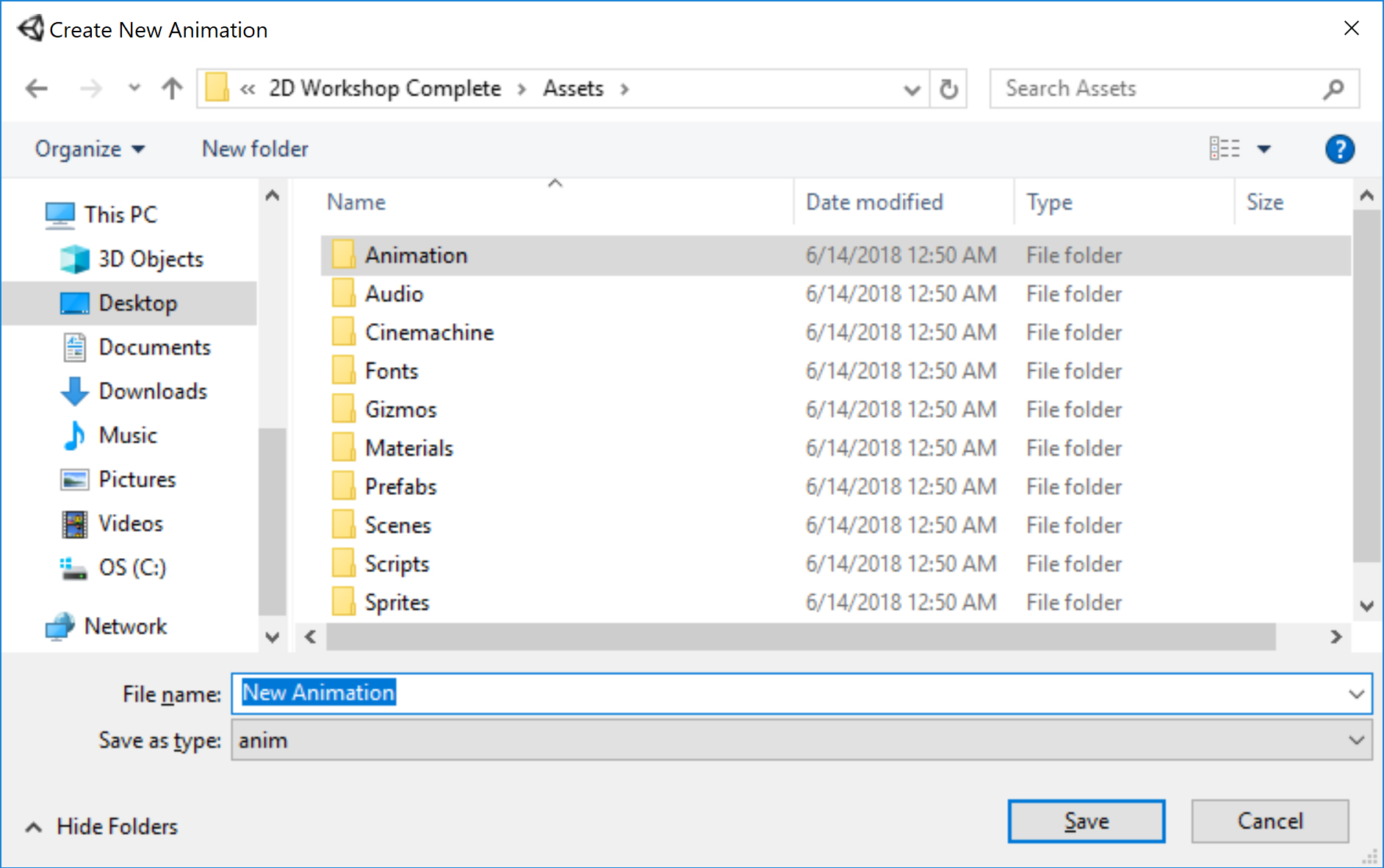 Figure 07: Create New Animation Clip dialog