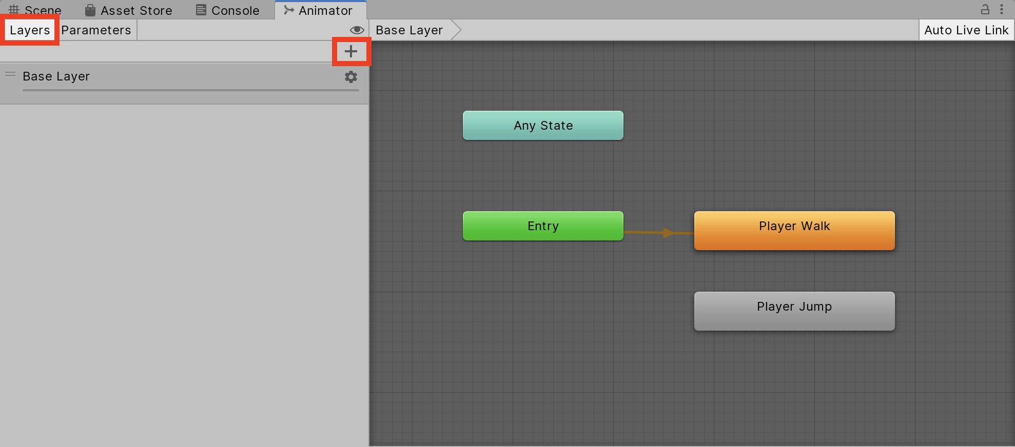 Figure 14: Create a New Layer button in the Animator window.