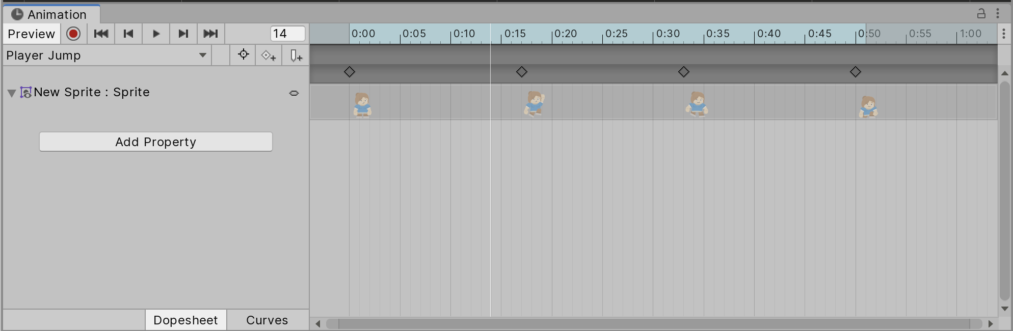 Figure 08: Animation window with keyframes