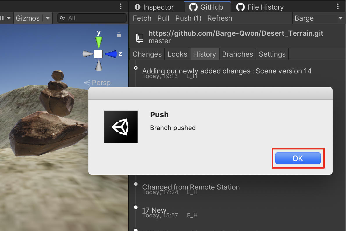 Confirming the Branch pushed confirmation