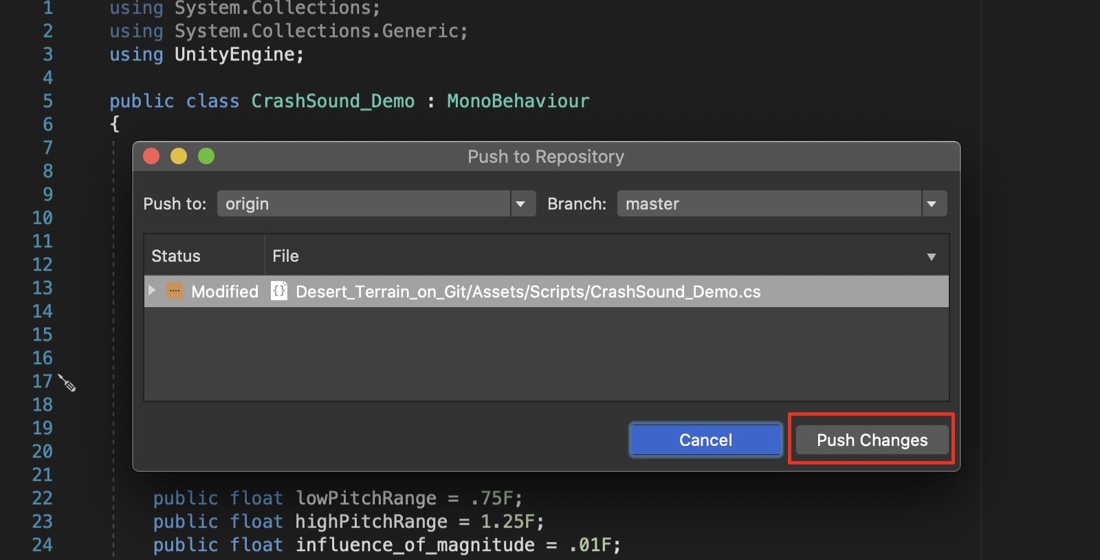 Pushing Changes to the remote repository