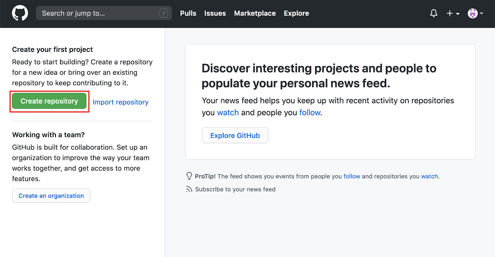 Creating a repository on GitHub