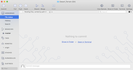 The Sourcetree application’s workspace