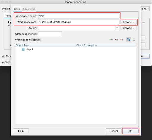 Establishing the Workspace name and root folder