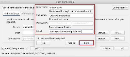 Entering in the User credentials