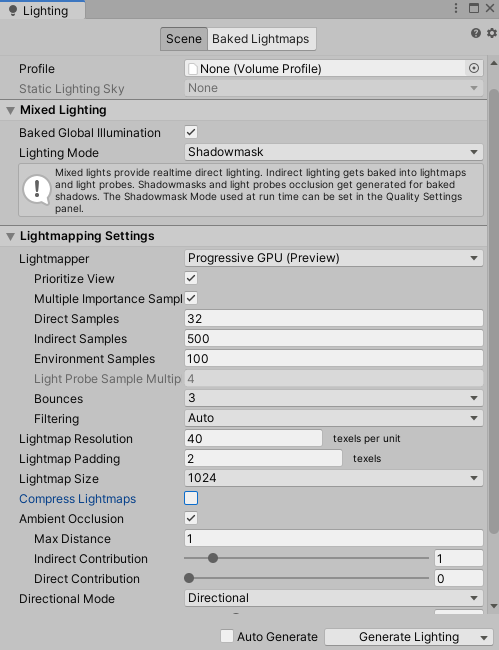 Figure 07: GPU Lightmapper recommended settings