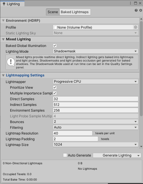 Figure 05: Lighting Window recommended settings.