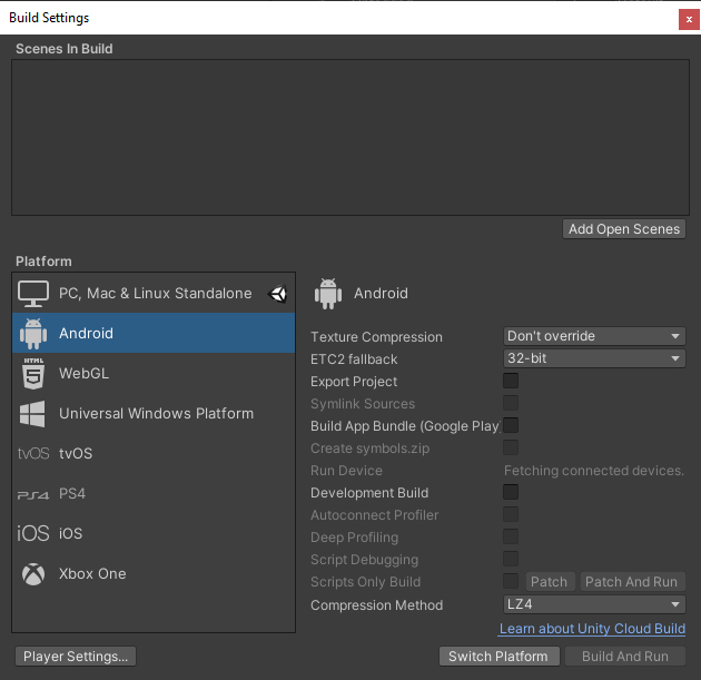 Figure 11: Change the deployment target to your desired platform