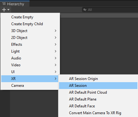 Figure 06: Adding an AR Session to the Scene